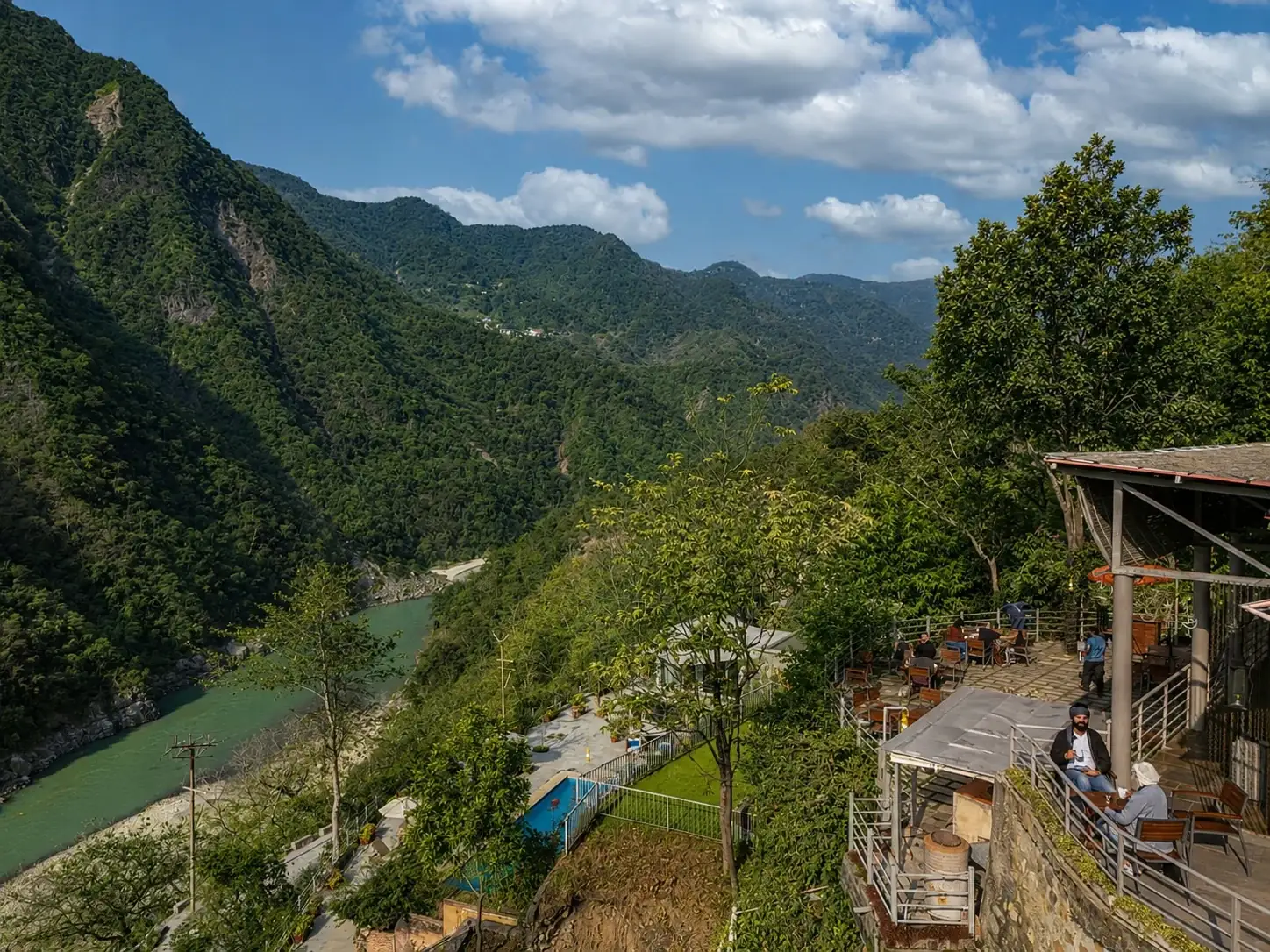 White Water Café at Atali Ganga overlooking the valley